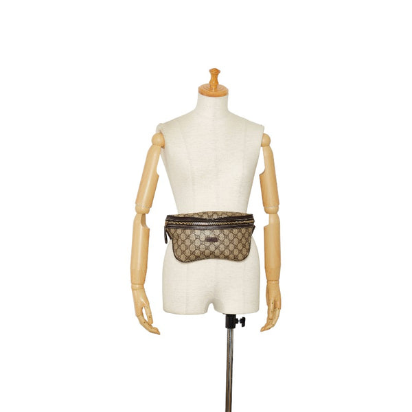 グッチ GGスプリーム ウエストバッグ ボディバッグ 233269 ベージュ ブラウン PVC レザー レディース GUCCI 【中古】