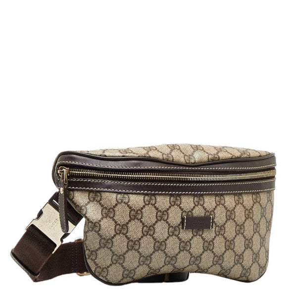 グッチ GGスプリーム ウエストバッグ ボディバッグ 233269 ベージュ ブラウン PVC レザー レディース GUCCI 【中古】