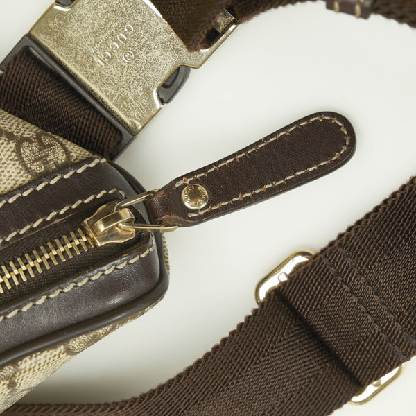 グッチ GGスプリーム ウエストバッグ ボディバッグ 233269 ベージュ ブラウン PVC レザー レディース GUCCI 【中古】