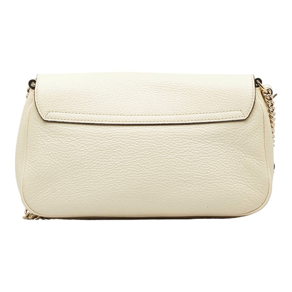 グッチ インターロッキングG ソーホー タッセル 斜め掛け チェーン ショルダーバック 536224 ホワイト レザー レディース GUCCI 【中古】