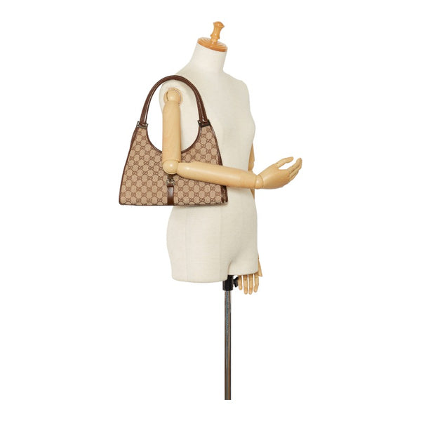 グッチ GGキャンバス ジャッキー ハンドバッグ ショルダーバッグ 002 1067 ベージュ ブラウン キャンバス レザー レディース GUCCI 【中古】