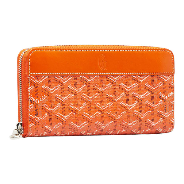 ゴヤール マティニヨンGM 長財布 ラウンドファスナー オレンジ PVC レザー レディース GOYARD 【中古】