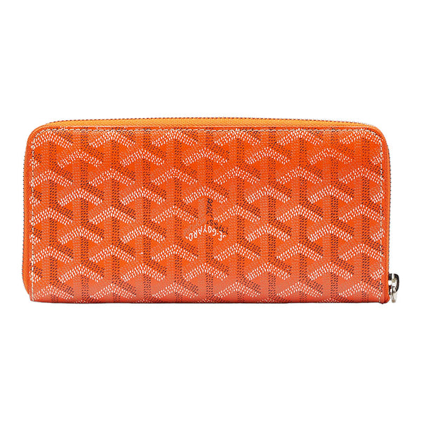 ゴヤール マティニヨンGM 長財布 ラウンドファスナー オレンジ PVC レザー レディース GOYARD 【中古】