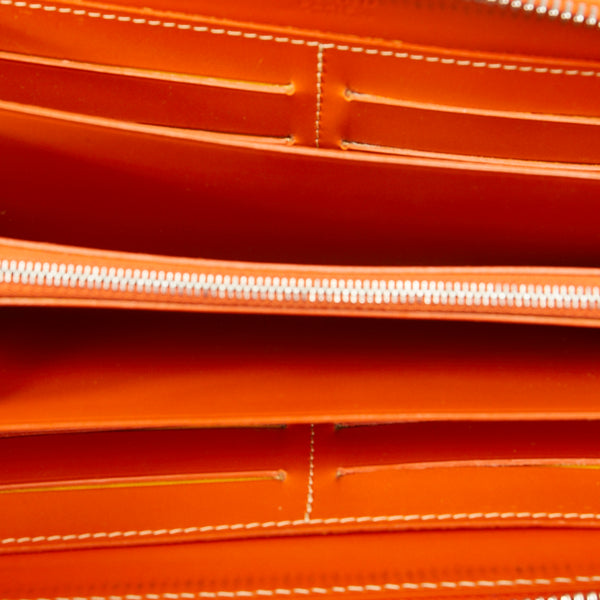 ゴヤール マティニヨンGM 長財布 ラウンドファスナー オレンジ PVC レザー レディース GOYARD 【中古】
