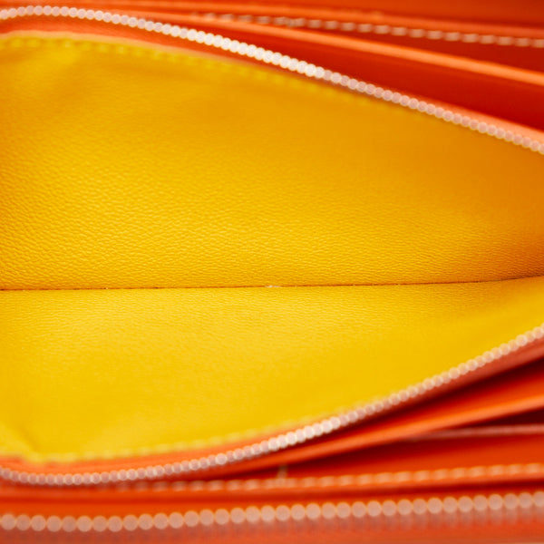 ゴヤール マティニヨンGM 長財布 ラウンドファスナー オレンジ PVC レザー レディース GOYARD 【中古】
