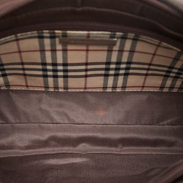 バーバリー ノバチェック ショルダーバッグ ワンショルダーバッグ ブラウン レザー レディース BURBERRY 【中古】