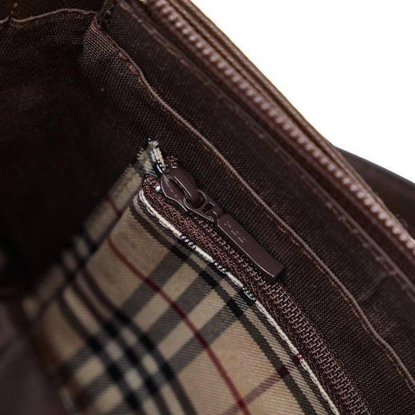 バーバリー ノバチェック ショルダーバッグ ワンショルダーバッグ ブラウン レザー レディース BURBERRY 【中古】