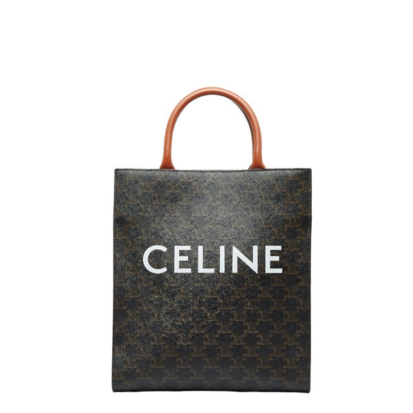 セリーヌ トリオンフ バーティカルカバ スモール ハンドバッグ ショルダーバッグ 2WAY ブラウン PVC レザー レディース CELINE 【中古】
