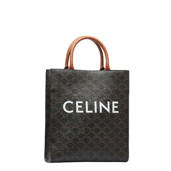 セリーヌ トリオンフ バーティカルカバ スモール ハンドバッグ ショルダーバッグ 2WAY ブラウン PVC レザー レディース CELINE 【中古】