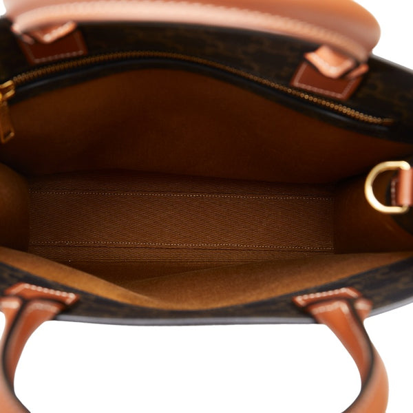 セリーヌ トリオンフ バーティカルカバ スモール ハンドバッグ ショルダーバッグ 2WAY ブラウン PVC レザー レディース CELINE 【中古】