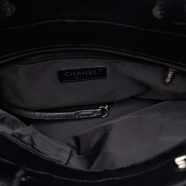 シャネル パリビアリッツPM ココマーク ハンドバッグ ブラック PVC キャンバス レディース CHANEL 【中古】