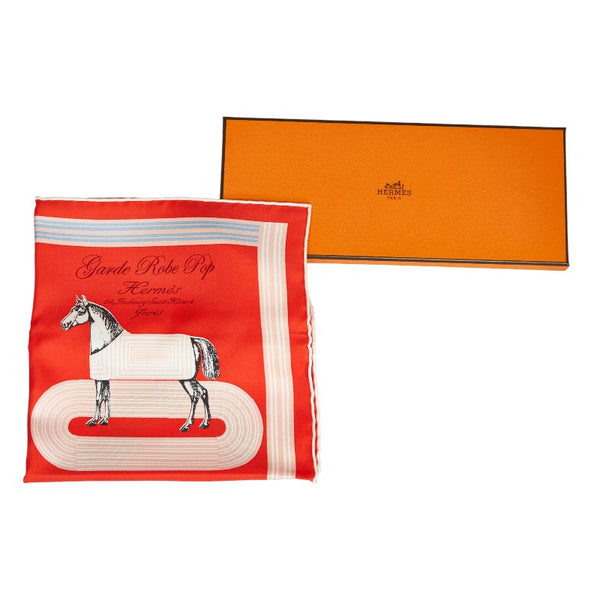 エルメス カレ45 GARDE ROBE POP DETAIL ガルドローブ ポップ スカーフ レッド マルチカラー シルク レディース HERMES 【中古】