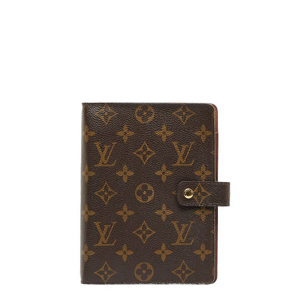ルイ ヴィトン モノグラム アジェンダMM 手帳カバー R20105 ブラウン PVC レザー レディース LOUIS VUITTON 【中古】