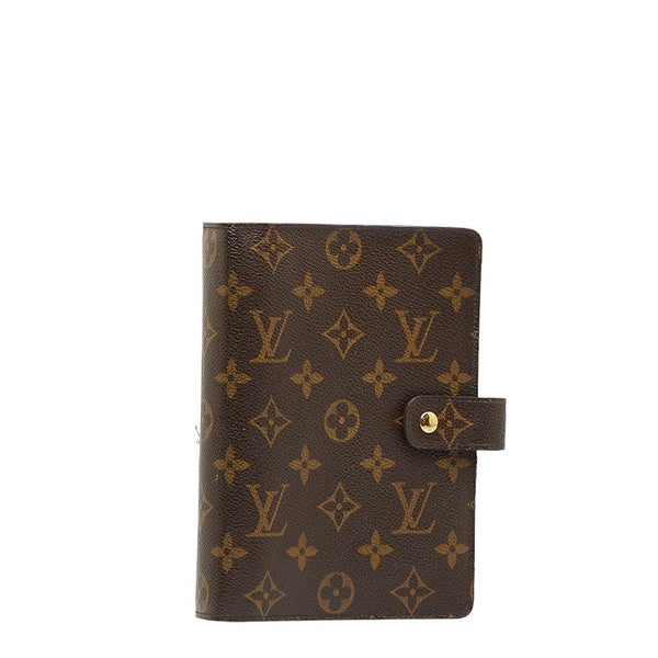 ルイ ヴィトン モノグラム アジェンダMM 手帳カバー R20105 ブラウン PVC レザー レディース LOUIS VUITTON 【中古】