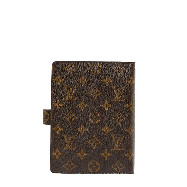 ルイ ヴィトン モノグラム アジェンダMM 手帳カバー R20105 ブラウン PVC レザー レディース LOUIS VUITTON 【中古】