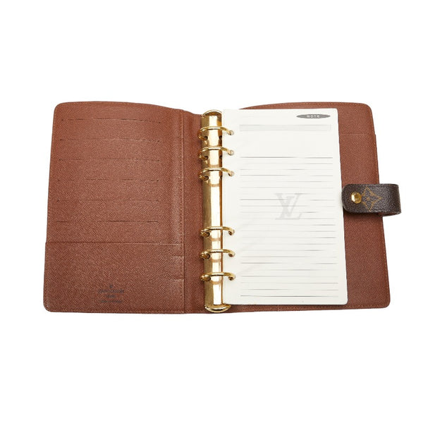 ルイ ヴィトン モノグラム アジェンダMM 手帳カバー R20105 ブラウン PVC レザー レディース LOUIS VUITTON 【中古】