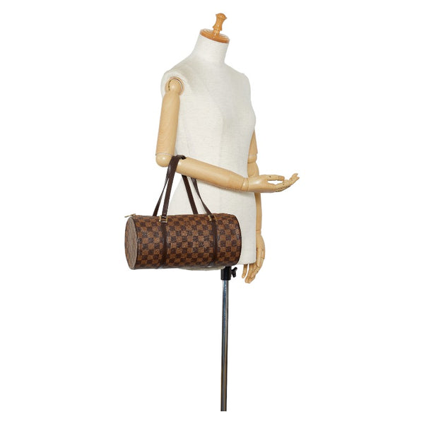 ルイ ヴィトン ダミエ パピヨンGM ハンドバッグ ミニボストンバッグ N51303 ブラウン PVC レザー レディース LOUIS VUITTON 【中古】