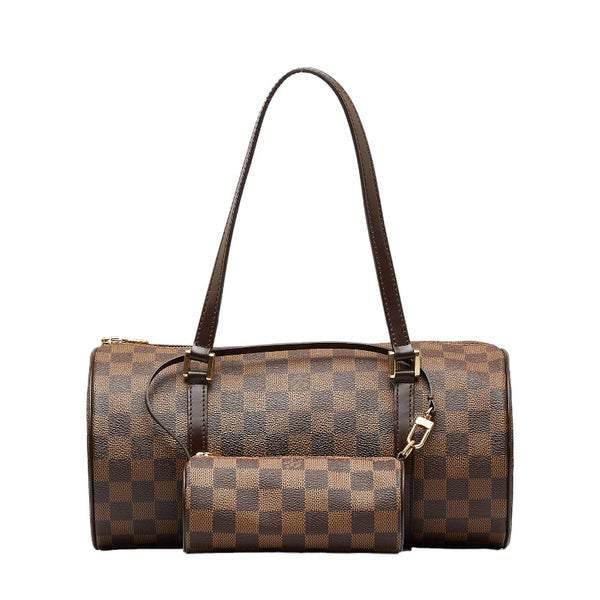 ルイ ヴィトン ダミエ パピヨンGM ハンドバッグ ミニボストンバッグ N51303 ブラウン PVC レザー レディース LOUIS VUITTON 【中古】