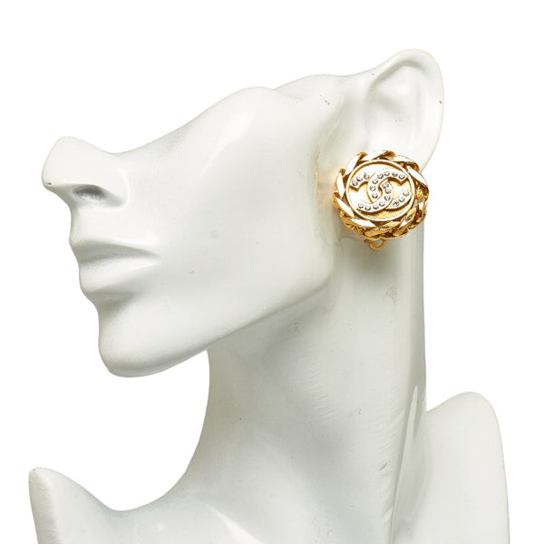 シャネル ココマーク ラインストーン イヤリング ゴールド メッキ レディース CHANEL 【中古】