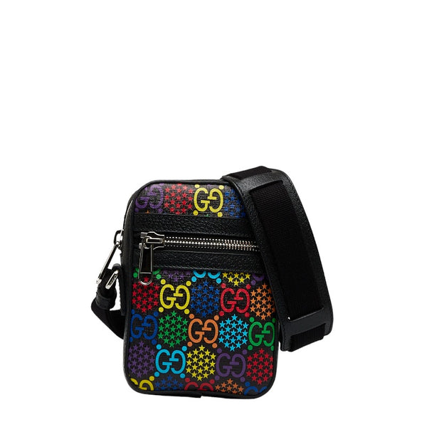 グッチ GGサイケデリック 斜め掛け ショルダーバッグ 598103 ブラック マルチカラー PVC レザー レディース GUCCI 【中古】