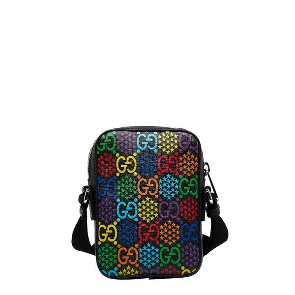 グッチ GGサイケデリック 斜め掛け ショルダーバッグ 598103 ブラック マルチカラー PVC レザー レディース GUCCI 【中古】