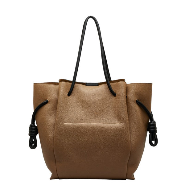 ロエベ アナグラム フラメンコ ノット トートバッグ ショルダーバッグ ベージュ ブラック レザー レディース LOEWE 【中古】