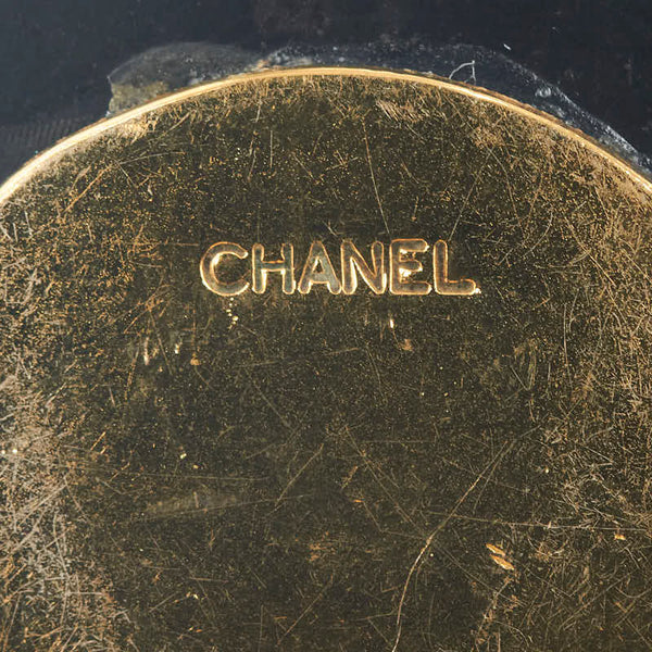 シャネル ココマーク マトラッセ ヴィンテージ イヤリング ブラック ゴールド メッキ プラスチック レディース CHANEL 【中古】