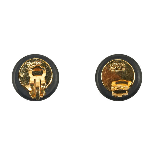 シャネル ココマーク シェルモチーフ イヤリング ブラック ゴールド メッキ プラスチック レディース CHANEL 【中古】