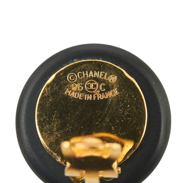 シャネル ココマーク シェルモチーフ イヤリング ブラック ゴールド メッキ プラスチック レディース CHANEL 【中古】