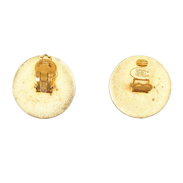 シャネル ココマーク ラウンド イヤリング ゴールド メッキ ウッド レディース CHANEL 【中古】