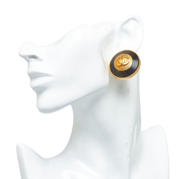 シャネル ココマーク ラウンド イヤリング ゴールド メッキ ウッド レディース CHANEL 【中古】