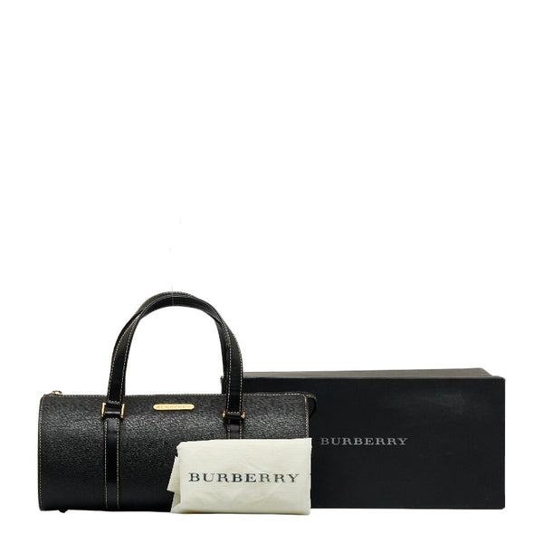 バーバリー ノバチェック シャドーホース ハンドバッグ ブラック レザー レディース BURBERRY 【中古】