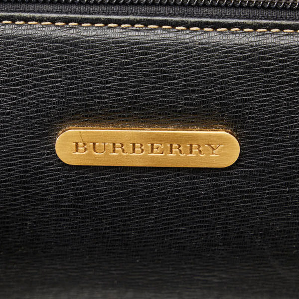 バーバリー ノバチェック シャドーホース ハンドバッグ ブラック レザー レディース BURBERRY 【中古】