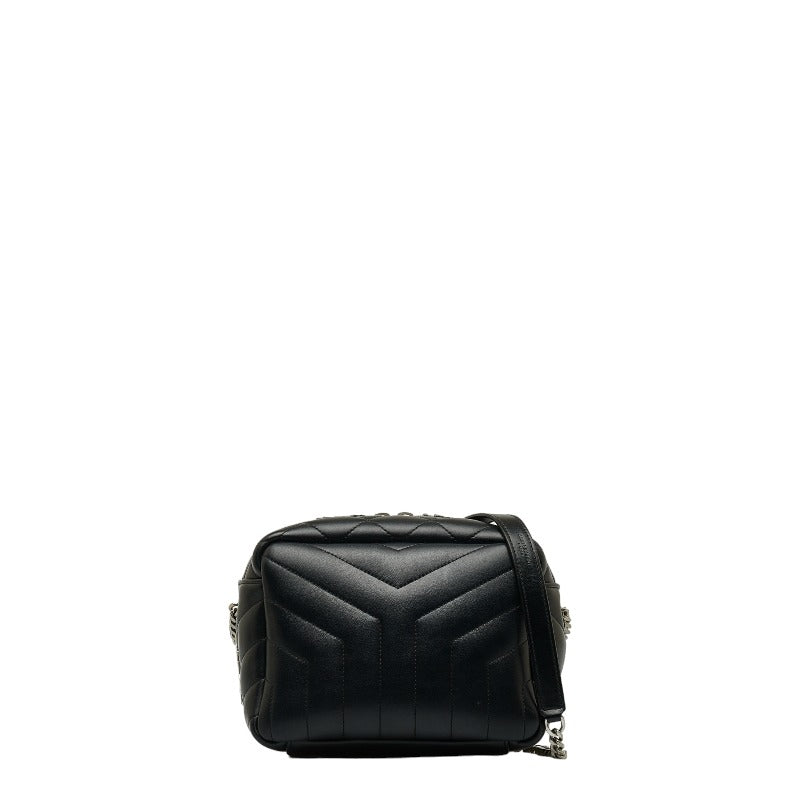 サンローラン ルル Yステッチ 斜め掛け チェーン ショルダーバッグ ブラック レザー レディース SAINT LAURENT 【中古】