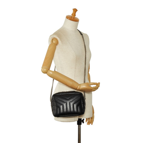 サンローラン ルル Yステッチ 斜め掛け チェーン ショルダーバッグ ブラック レザー レディース SAINT LAURENT 【中古】