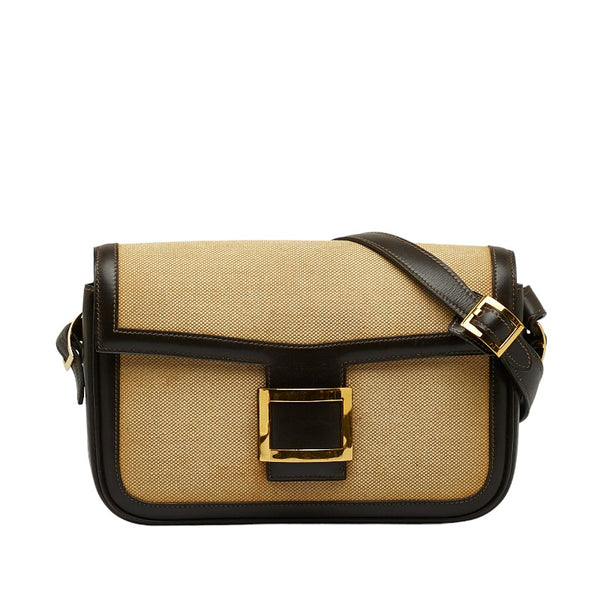 エルメス マルティーヌ ショルダーバッグ ベージュ ブラウン キャンバス レザー レディース HERMES 【中古】