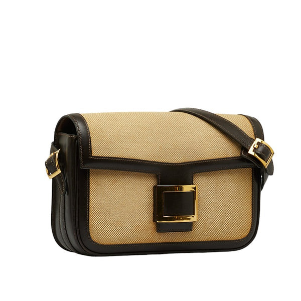 エルメス マルティーヌ ショルダーバッグ ベージュ ブラウン キャンバス レザー レディース HERMES 【中古】