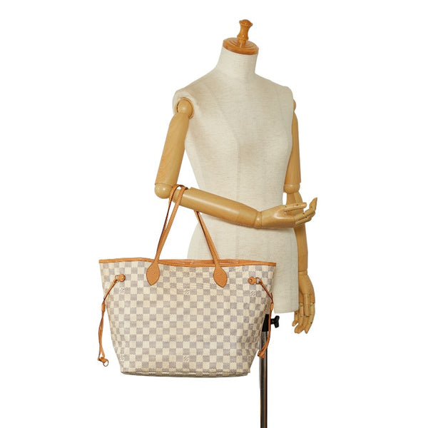 ルイ ヴィトン ダミエ アズール ネヴァーフルMM トートバッグ N41361 ホワイト PVC レザー レディース LOUIS VUITTON 【中古】