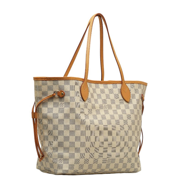 ルイ ヴィトン ダミエ アズール ネヴァーフルMM トートバッグ N41361 ホワイト PVC レザー レディース LOUIS VUITTON 【中古】