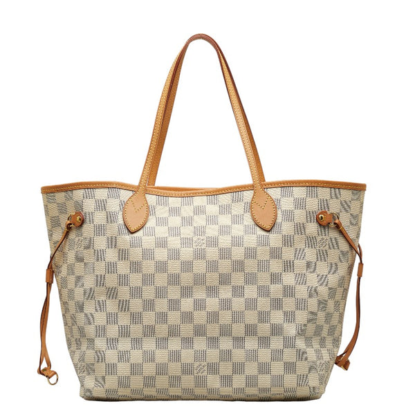 ルイ ヴィトン ダミエ アズール ネヴァーフルMM トートバッグ N41361 ホワイト PVC レザー レディース LOUIS VUITTON 【中古】