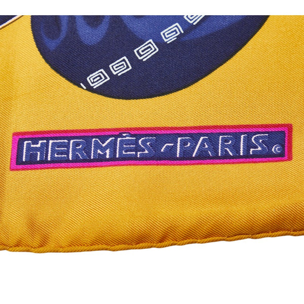 エルメス カレ90 KIMONOS et INROS 着物 印籠 スカーフ ブラウン マルチカラー シルク レディース HERMES 【中古】