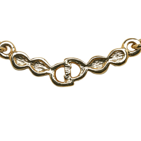 ディオール ロゴ ラインストーン ネックレス ゴールド メッキ レディース Dior 【中古】