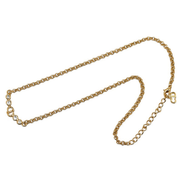 ディオール ロゴ ラインストーン ネックレス ゴールド メッキ レディース Dior 【中古】