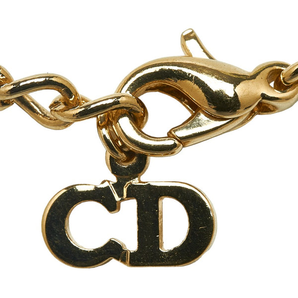 ディオール ロゴ ラインストーン ネックレス ゴールド メッキ レディース Dior 【中古】