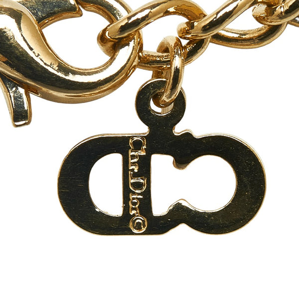 ディオール ロゴ ラインストーン ネックレス ゴールド メッキ レディース Dior 【中古】