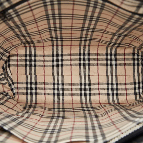 バーバリー ノバチェック ハンドバッグ トートバッグ ブラック レザー レディース BURBERRY 【中古】