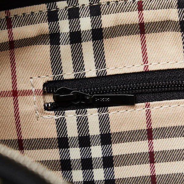 バーバリー ノバチェック ハンドバッグ トートバッグ ブラック レザー レディース BURBERRY 【中古】