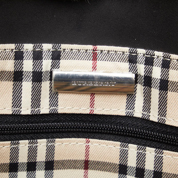 バーバリー ノバチェック ハンドバッグ トートバッグ ブラック レザー レディース BURBERRY 【中古】