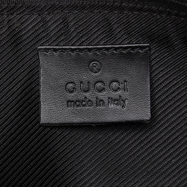 グッチ GGキャンバス ロゴプレート アクセサリーポーチ ハンドバッグ 0391103 ブラック キャンバス レザー レディース GUCCI 【中古】