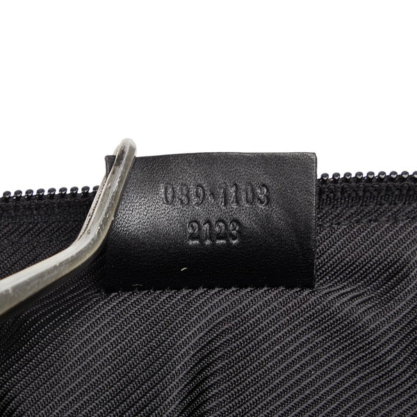 グッチ GGキャンバス ロゴプレート アクセサリーポーチ ハンドバッグ 0391103 ブラック キャンバス レザー レディース GUCCI 【中古】